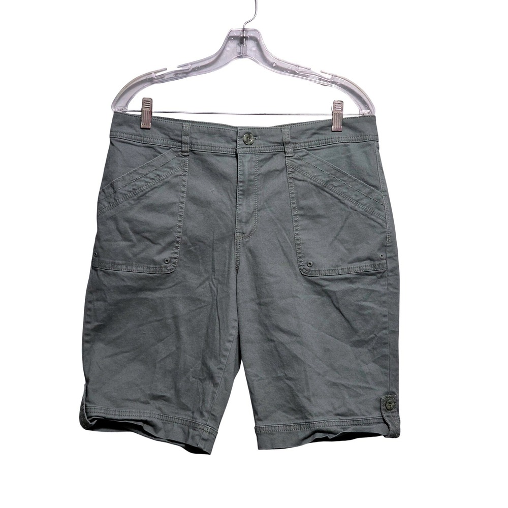 Gloria Vanderbilt Khaki Unltd Olive Green Utility Shorts Womens Size 10‎ Sage